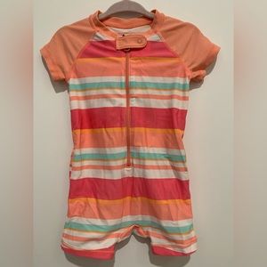 Gap one piece orange, pink and white bathing suit. Size 6-12 months.